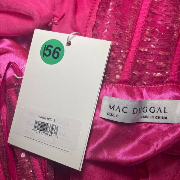Mac Duggal Hot Pink Gem Corset Ruffle Gown Size 2 NWT Style 68464 Sample - Picture 3 of 9